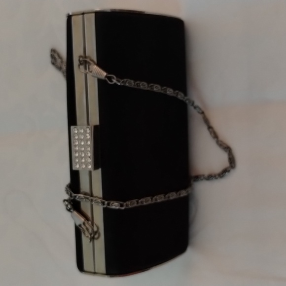 Lulu Townsend satin dress purse with chain and rhinestone accent clasp - Picture 2 of 6
